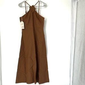 Cacay NWT Brown Halter Midi Dress women’s small